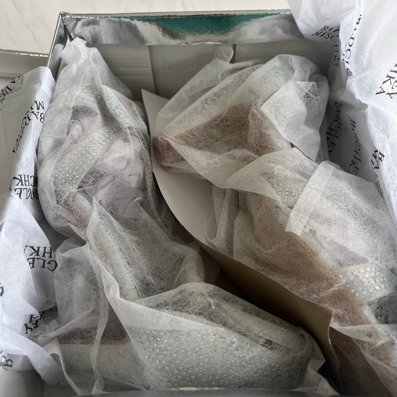 Badgley Mischka Sparkling Silver Strappy Heels - Picture 2 of 7